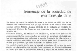 Homenaje de la sociedad de escritores de Chile