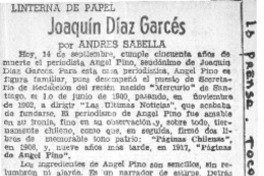 Joaquín Díaz Garcés  [artículo] Andrés Sabella.
