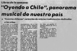 Oyendo a Chile", panorama musical de nuestro país.