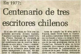 En 1977: centenario de tres escritores chilenos