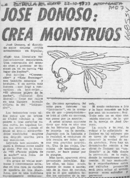 José Donoso, crea monstruos.