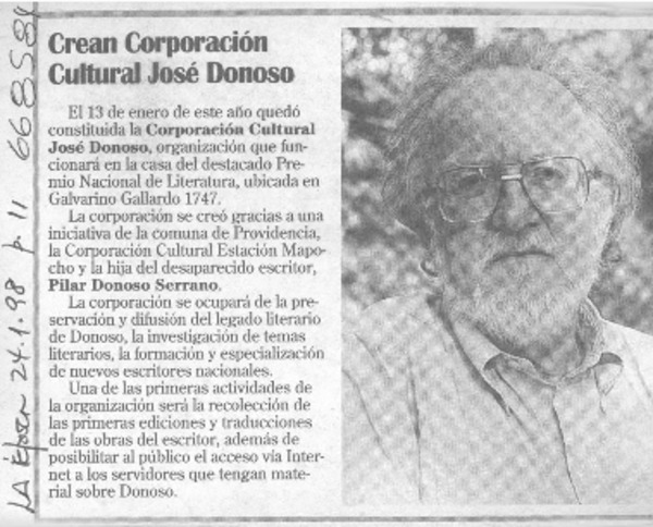 Crean corporación cultural José Donoso.