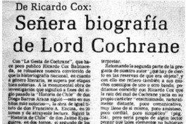 De Ricardo Cox: señera biografía de Lord Cochrane
