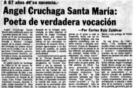 Angel Cruchaga Santa María: poeta de verdadera vocación
