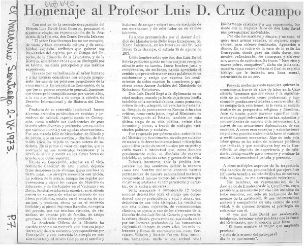 Homenaje al profesor Luis D. Cruz Ocampo.