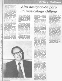 Alta designación para un musicólogo chileno.