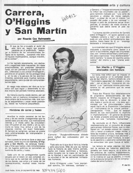 Carrera, O'Higgins y San Martín  [artículo] P. del D.
