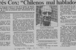 Andrés Cox: "Chilenos mal hablados" : [entrevista] [artículo]
