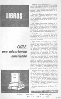 Chile, una advertencia americana.