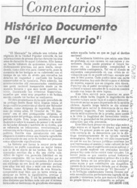 Histórico documento de "El Mercurio"