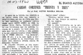 Carlos Cortinez, "Treinta y tres"  [artículo] Raviola Molina, Víctor.