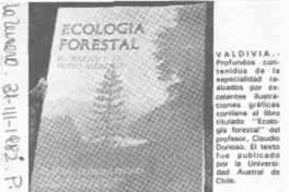 Editado libro sobre la ecología forestal.