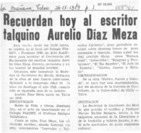 Recuerdan hoy al escritor talquino Aurelio Díaz Meza.