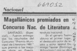 Magallánicos premiados en Concurso Nac. de Literatura.