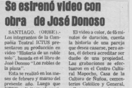 Se estrenó video con obra de José Donoso.