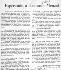 Esperando a Conrado Menzel  [artículo] Mario Cortés Flores.