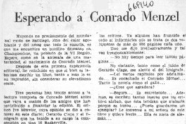 Esperando a Conrado Menzel  [artículo] Mario Cortés Flores.