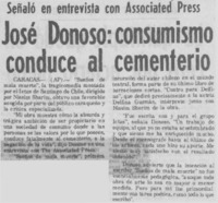 José Donoso, consumismo conduce al cementerio.