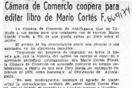 Cámara de comercio coopera para editar libro de Mario Cortés F.  [artículo] Mario Cortés Flores.