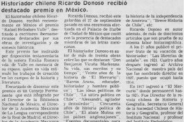 Historiador chileno Ricardo Donoso recibió destacado premio en México.