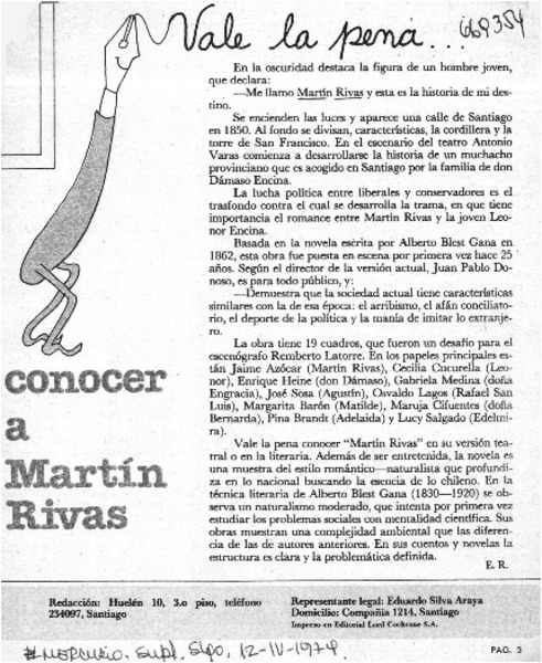 Conocer a Martín Rivas.  [artículo]