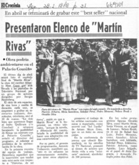 Presentaron elenco de "Martín Rivas".  [artículo]
