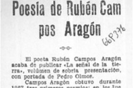 Poesía de Rubén Campos Aragón.