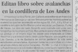 Editan libro sobre avalanchas en la cordillera de Los Andes.