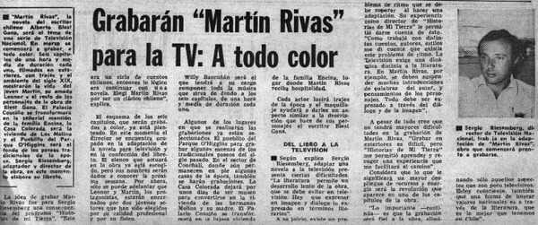 Grabarán "Martín Rivas" para la tv: a todo color.