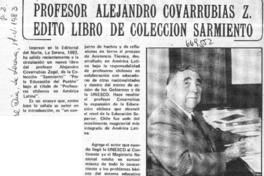 Profesor Alejandro Covarrubias Z. editó libro de colección Sarmiento.