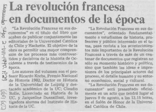La revolución francesa en documentos de la época