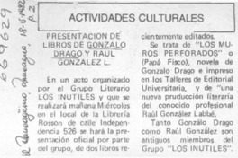 Presentación de libro de Gonzalo Drago y Raúl González L.