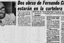 Dos obras de Fernando Cuadra estarán en cartelera 1981.