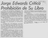 Jorge Edwards critica prohibición de su libro.