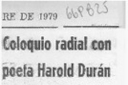 Coloquio radial con poeta Harold Durán.