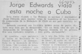 Jorge Edwards viaja esta noche a Cuba.