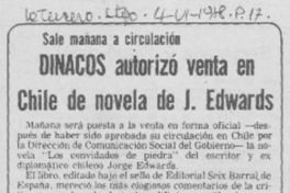 DINACOS autorizó venta en Chile de novela de J. Edwards.