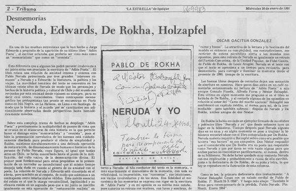 Neruda, Edwards, De Rokha, Holzapfel