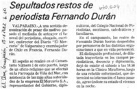 Sepultados restos de periodista Fernando Durán.