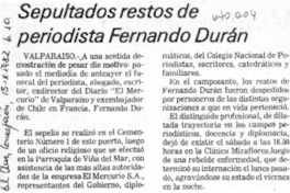 Sepultados restos de periodista Fernando Durán.