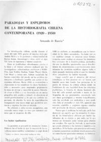 Paradojas y espejismos de la historiografía chilena contemporánea (1920-1950)