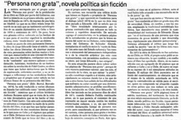"Persona non grata", novela política sin ficción