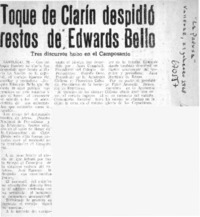Toque de clarín despidió restos de Edwards Bello.