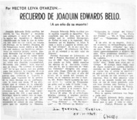 Recuerdo de Joaquín Edwards Bello