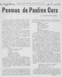Poemas de Paulina Cors