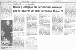 Duelo y congoja en periodismo nacional por la muerte de don Fernando Durán V.