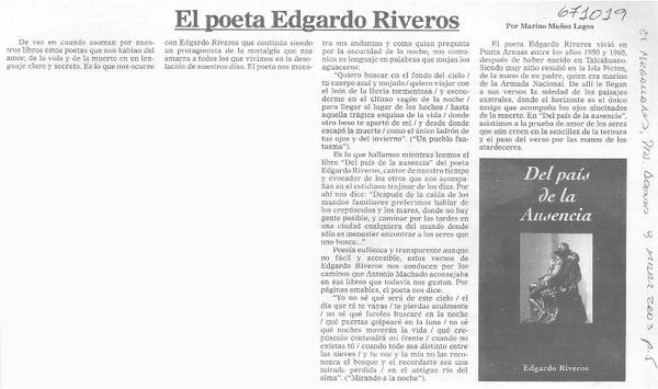 El poeta Edgardo Riveros