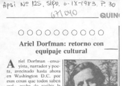 Ariel Dorfman: retorno con equipaje cultural