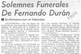 Solemnes funerales de Fernando Durán