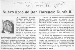 Nuevo libro de Don Florencio Durán B.